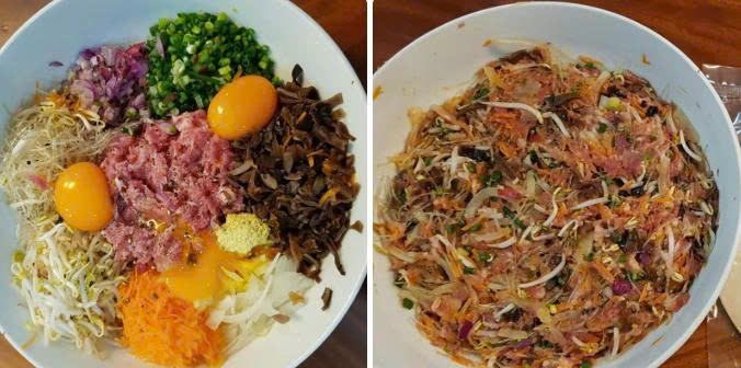 Sơ chế nguyên liệu và làm nhân nem rán