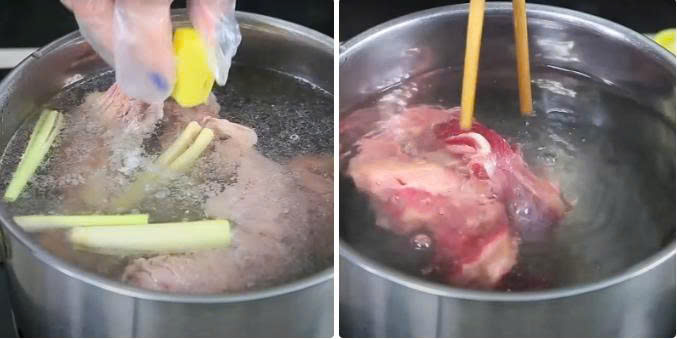 Sơ chế và luộc gân bò