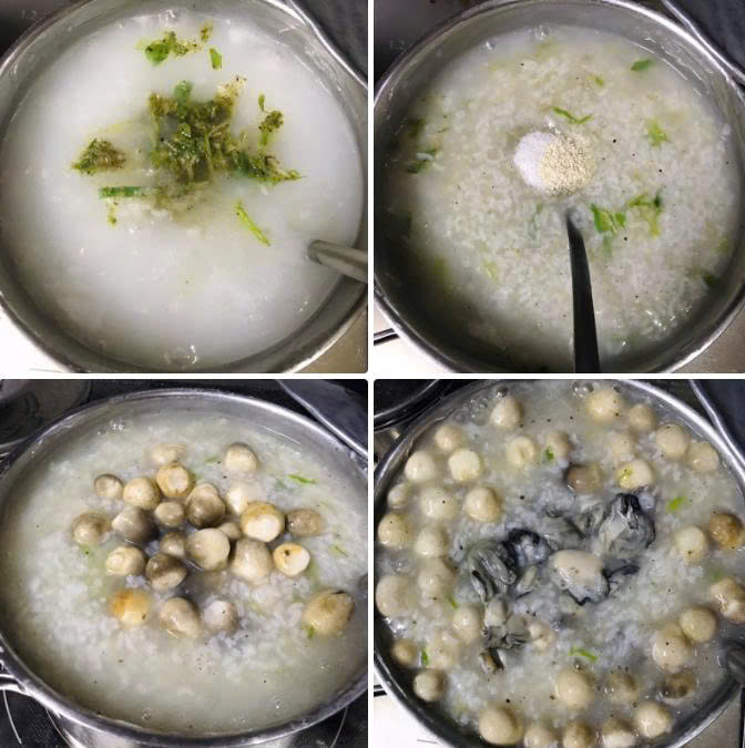 Nấu cháo hàu nấm rơm