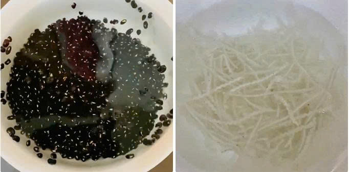 Ngâm đậu đen và bột khoai