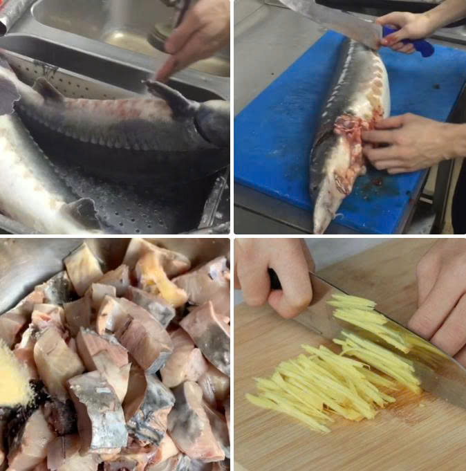 Sơ chế cá tầm và rau củ